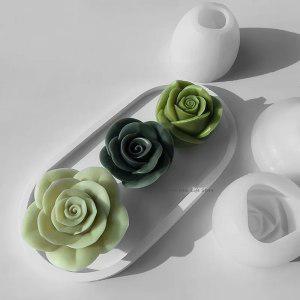 3D 장미 꽃 촛불 실리콘 몰드 DIY 퐁당 케이크 비누 젤리 초콜릿 베이킹 용품 발렌타인 데이 장식
