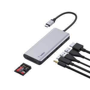 USB 허브  Belkin C 7IN1 멀티포트 어댑터 독 4K HDMI 1.4 USB-C PD 3.0 2xUSB-A BC1.2 SD 카드 리더 마이