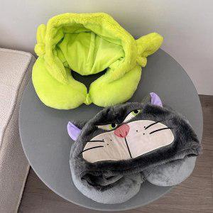 인기 애니메이션 루시퍼 고양이 외계인 봉제 인형 목 베개 귀여운 창의적인 사무실 점심 만화 휴대용 후드