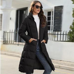 새로운 후드 경량패딩 슬림 롱 다운 코트 및 재킷 여성용 4xl 블랙/레드 겨울 긴