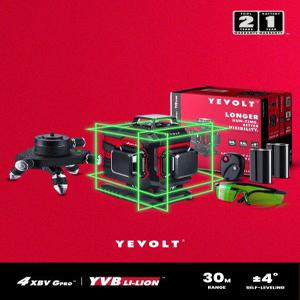 레벨기  YEVOLT YVGLL4XS16DP GB 16 라인 그린 빔 4 평면 레이저 360 ° 미세 조정 회전 베이스 안경 하루