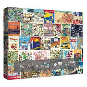 BBOLDIN 성인용 빈티지 여행 퍼즐 1000피스 세계 아틀라스 랜드마크 직소 아일랜드 런던 이탈리아 지도
