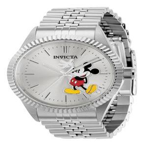 인빅타 37850 실버 다이얼 밴드 디즈니 한정판 미키 마우스 남성용 43mm 스테인리스 스틸 시계,