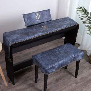 피아노 커버 덮개 먼지 보호 의자 전자 디지털 그랜드 업라이트 건반 스툴 세트 레트로 레이스