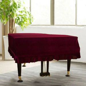 피아노덮개 피아노커버 의자 건반 커버 매트 골드 벨벳 그랜드 피아노 커버, 부드러운 테두리 홈 세탁 가능