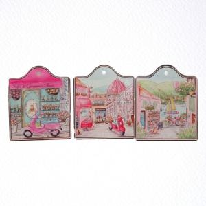 핑크 풍경 냄비받침 3STYLE 선물 집들이 홈카페 답례품
