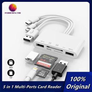 USB OTG 어댑터 충전 포트 라이트닝-SD TF 메모리 카드 리더 아이폰 아이패드 맥북 노트북용  5 인 1