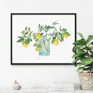 과일그림 풍수그림 복숭아 포도 사과 포스터 추상 정원 과일 오렌지 레몬 나무 및 인쇄 캔버스 페인팅 벽