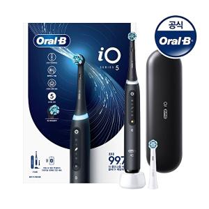 [오랄비]Oral-B 전동칫솔 iO 5 블랙 (전동칫솔 핸들+리필모 얼티밋 클린 1개+리필모 젠틀 케어 1개+여행용