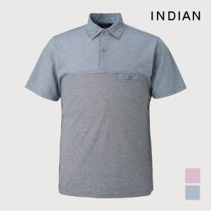 [인디안][INDIAN] 린넨 혼방 심플 패턴 에리형 티셔츠_MITASXM3341
