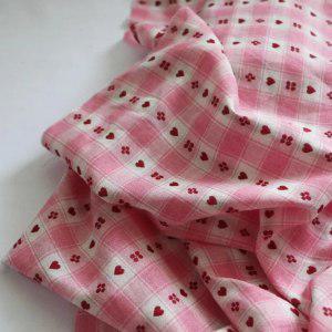 핑크 화이트 체크 무늬 러브 하트 원사 염색 자카드 코튼 셔츠 원피스 DIY 천 145x50cm