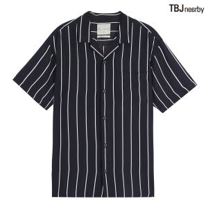 [TBJ]남성 5부 폴리 루즈핏 스트라이프 셔츠(T202SH330P)