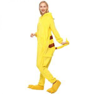성인 동물 노란색 애니메이션 Kigurumi 잠옷 세트 코스프레 지퍼 원지 후드남여공용 겨울 남여공용 애니