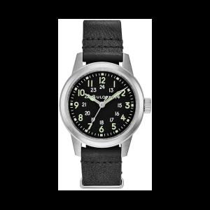 Bulova Milatary Hack 3 Hand Quartz Watch  Black Dial and Black Leather NATO sstrap   Model 96A219