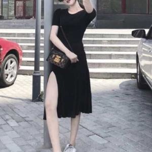 해외여행원피스 바캉스원피스 검정색 여자 캐주얼 반팔 여름 원피스 휴가 여름옷
