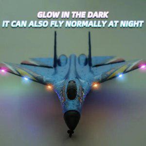 SU27 폼 리모컨 비행기 2.4G 라디오 글라이더 전투기 LED 야간 네비게이션 조명 모델 장난감 어린이 생일