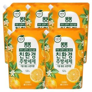LG생활건강 퐁퐁 친환경 오렌지 주방세제 리필 1.2L 5개