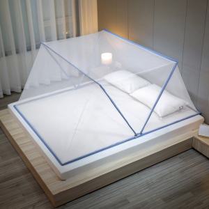 원터치 모기장 차박 캠핑 글램핑 펜션 휴대용 침대 텐트 사각 폴딩 접이식 싱글 블루
