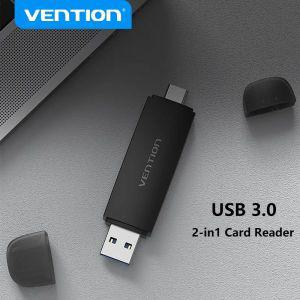 블랙박스리더기 Vention-2 인 1 카드 리더기 usb 3.0 c형 마이크로 SD TF 노트북 전화 OTG 메모리 어댑터