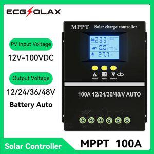 전기 자재 ECGSOLAX MPPT 태양광 충전 컨트롤러, 듀얼 USB 패널 레귤레이터, 최대 PV 90VDC 고속 100A, 12V