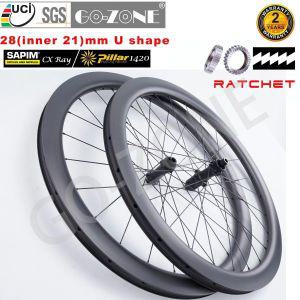 자전거보조바퀴 로드 디스크 카본 휠 래칫 사핌 CX 레이 또는 필러 1420 자갈 28mm R270D UCI 승인 센터록