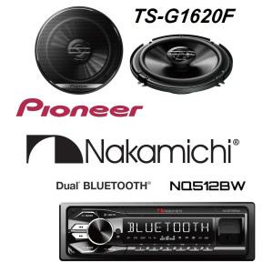 나카미치 NQ512BW 듀얼블루투스 카오디오 + 파이오니아 TS-G1620F 6.5인치 스피커
