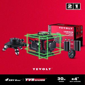 레벨기  YEVOLT YVGLL4XS16DP B 그린 레이저 360 ° 미세 조정 회전 베이스 하루 종일 작업 셀프 기계 4 평
