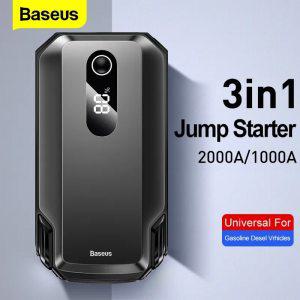 Baseus 휴대용 자동차 점프 스타터 보조 배터리 충전기, 시동 장치, 비상 부스터, 20000mAh, 10000mAh, 12V