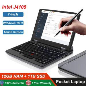 7 인치 미니 노트북 J4105 노트북 IPS 터치 스크린 휴대용 넷북 윈 10 프로 미니 PC 마이크로 컴퓨터 블루