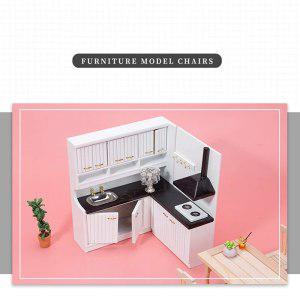 애착인형 1 12 Scale Dollhouse Miniatures 주방 콘솔 가구 세트 DIY 가정용 미니 화이트 요리 테이블 투피