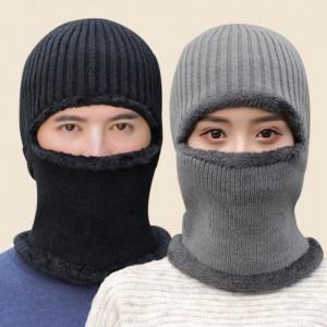 1구 일체형 융털 방한 복면 겨울바라클라바 마스크 남녀공용 후드 넥워머