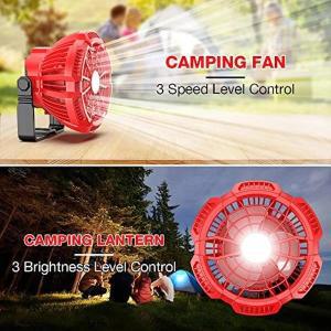 밀워키 캠핑 선풍기, 18V 리튬 이온 배터리, 휴대용 9W LED 조명 및 후크, ° 헤드 회전 야외