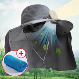 에이크 선풍기모자 휴대용 태양열 충전식 모자