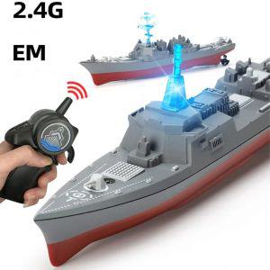 미니 Rc 보트 시뮬레이션 군용 항공모함 컬렉션 모델 리모컨 배 군함 전함 장난감 남아용 선물 24G