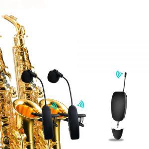 색소폰 무선 핀 마이크 UHF 악기 리시버 송신기 트럼펫 시스템 클립