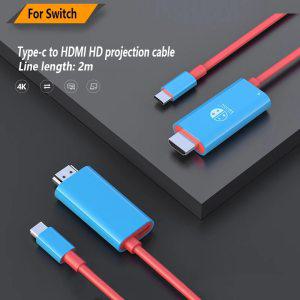 C 타입 To Hdmi 스위치 PC TV HD 프로젝션 어댑터 케이블, 4K HDMI 호환 닌텐도 게임 콘솔 연결 케이블-3