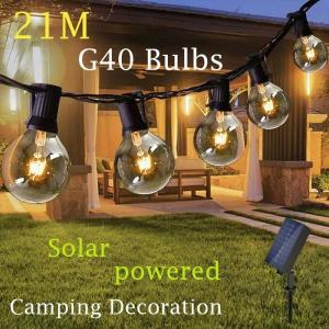 LED 태양열 스트링 조명 야외  장식 전구 G40   정원  램프 웨딩 캠프 IP44 방수 21m