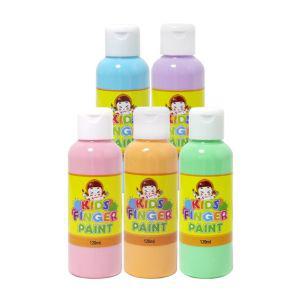 키즈 핑거페인트 파스텔 컬러 120ml 5색 세트 페인팅 어린이 미술놀이 물감 놀이용