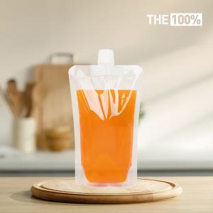 THE100% 스파우트 파우치 투명 음료파우치 쥬스팩 음료팩 300ml 15파이 50매
