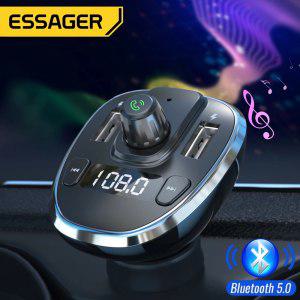 Essager USB 차량용 충전기, FM 송신기, 블루투스 5.0 코체 어댑터, 무선 핸즈프리 오디오 수신기, MP3 플
