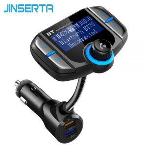 JINSERTA 블루투스 FM 송신기 모듈레이터 듀얼 USB 충전기 QC3.0 핸즈프리 오디오 MP3 음악 플레이 BT70