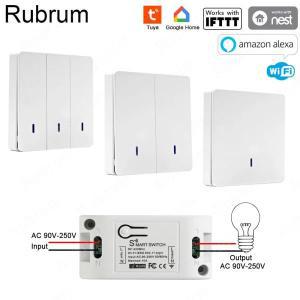 Rubrum-Tuya 스마트 홈 앱 WiFi 조명 스위치 RF 433 원격 제어 벽 패널 릴레이 수신기, 110V Alexa Google