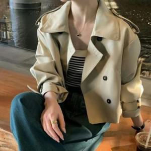 [하프클럽 옷자락]여자 봄 간절기 크롭 트렌치코트 오버핏 자켓