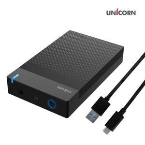 유니콘 HDD-500V USB3.1 3.5인치 외장하드케이스 최대16TB지원 원터치슬라이드조립 전자제품호환가능