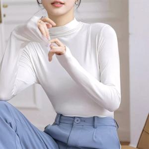 [마롱패션]Fb 반 폴라 모달 티 셔츠 가을 겨울 여성 목티 얇은 마