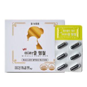 미라클헴철 임산부 어린이 철분제 가용성헴철 청소년 영양제 (430mg x 60캡슐) 1박스_MC