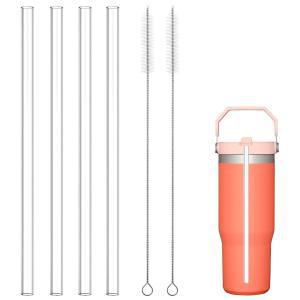 Stanley IceFlow 스테인레스 스틸 텀블러 30oz용 Prurex 4개 투명 교체 빨대, Stanley Flip Straw 텀블러와