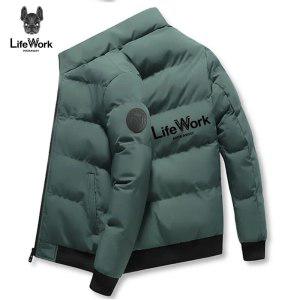 가죽 자켓 남자 Lifework 남성 스트리트 패션 재킷 지퍼 코튼 코트 야외 캐주얼 상의 방풍 스키 가을 겨울
