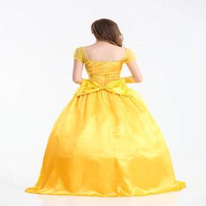 노란색 판타지아 뷰티 벨 공주 코스프레 의상 드레스 성인 여성 소녀 멋진 파티 크리스마스 할로윈