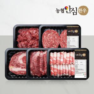 [추가쿠폰][농협안심한우] 산지직송 1등급 소 한마리 세트 1kg (꽃등심/차돌박이/모듬구이/불고기/국거리)